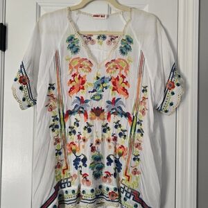 Johnny Was Women's Embroidered White Top